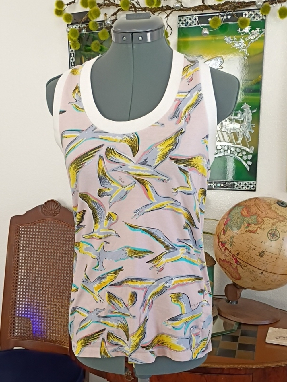 Emilio Pucci Seagull Tank Top Size Small Pink Blue And Purple